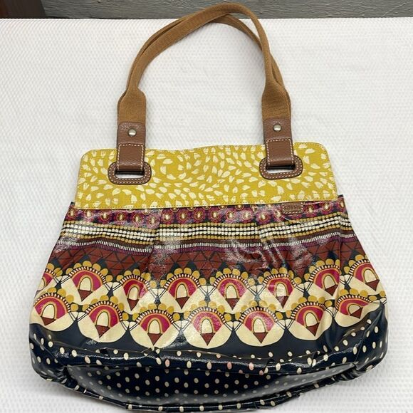 Fossil PVC coated large Tote Shoulder Bag Great colors for fall - Picture 3 of 12